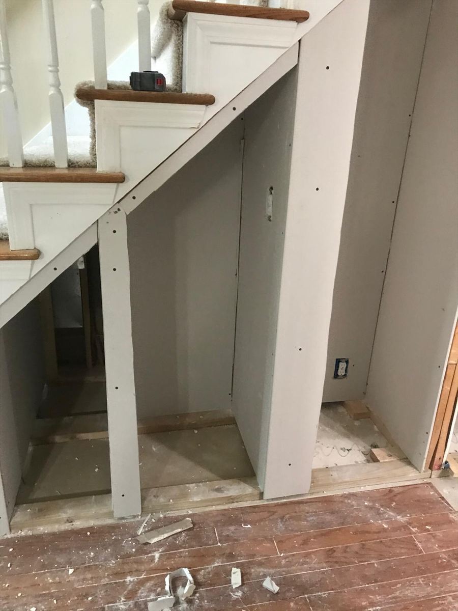 Niches boarded and taped before the panelling goes on