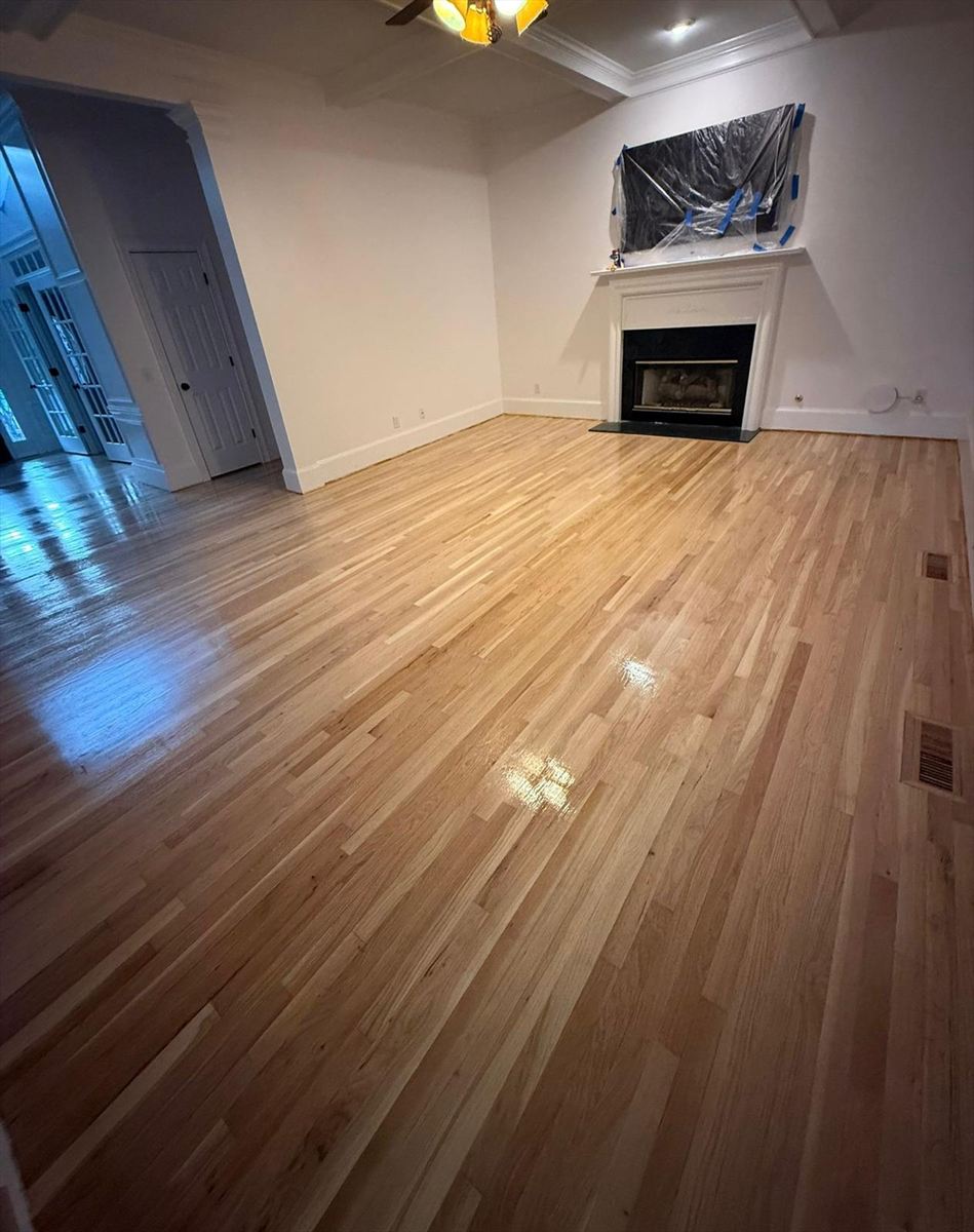 Red oak refinished and sealed, room ready to be furnished